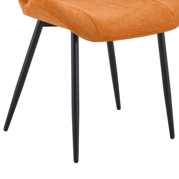 English Elm Table and Chair Set 8 Seat Industrial Walnut Mdf X Frame with Fabric Dining Chairs Black, Orange, Wood W1151S04969