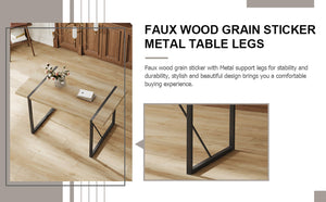 English Elm Table and Chair Set Seats Four with Mdf Wood Top Black Metal Legs Industrial Style W1151S04971