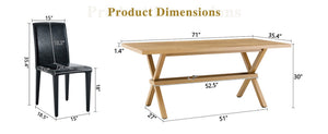 English Elm Table and Chair Set Walnut Mdf Top X Frame Industrial Dining for Six Black + Wood W1151S04976