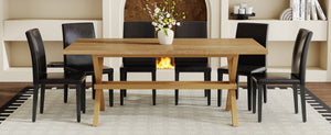 English Elm Table and Chair Set Walnut Mdf Top X Frame Industrial Dining for Six Black + Wood W1151S04976