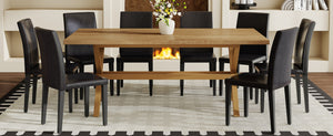 English Elm Table and Chair Set Seating 8 with Wood Grain Mdf Top and Matte Black X Base W1151S04977