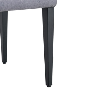 English Elm Table and Chair Set 9 Piece Industrial Dining with Linen Upholstered Seats for 8 Black, Light Gray, Wood W1151S04979