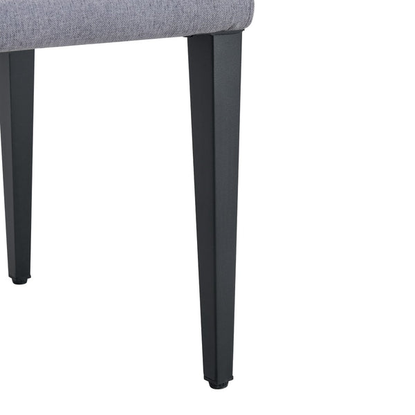English Elm Table and Chair Set 9 Piece Industrial Dining with Linen Upholstered Seats for 8 Black, Light Gray, Wood W1151S04979