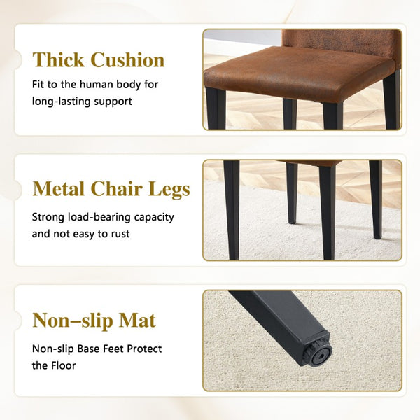 English Elm Table and Chair Set Eight Seat Wood Grain MDF Top with X Frame Base and Fabric Dining W1151S04981