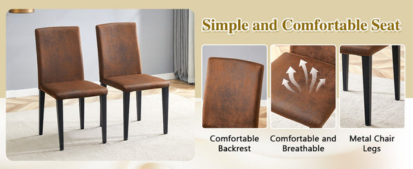 English Elm Table and Chair Set Eight Seat Wood Grain MDF Top with X Frame Base and Fabric Dining W1151S04981
