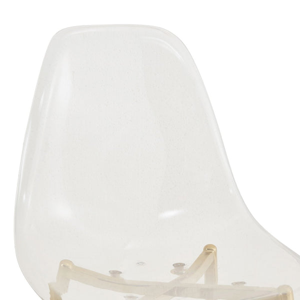 English Elm Table and Chair Set Square Tempered Glass Top Gold Pillar Base with Four Clear Seats W1151S04987