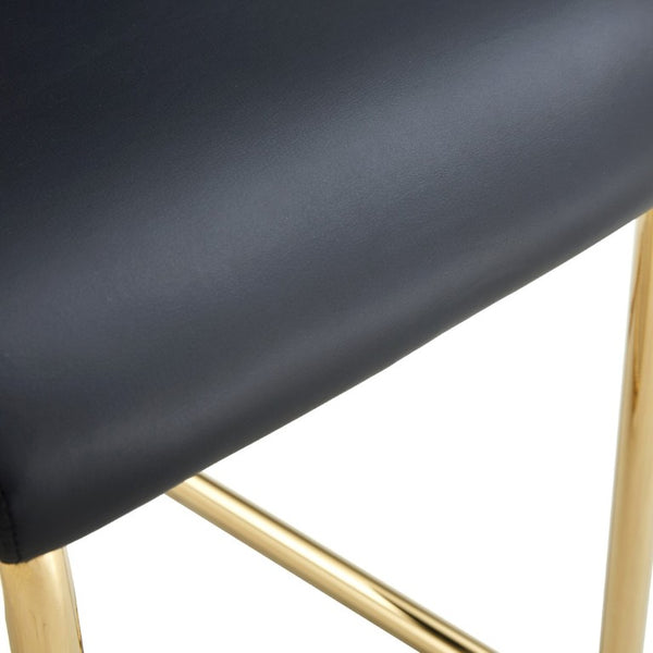 English Elm Table and Chair Set Square Tempered Glass Top Gold Base with 4 PU Leather Seats W1151S04988