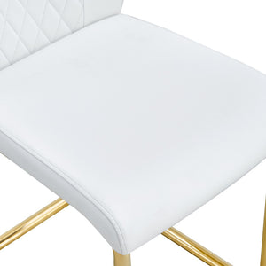 English Elm Table and Chair Set Square Tempered Glass Top Gold Base with Four Pu Dining Seats W1151S04990