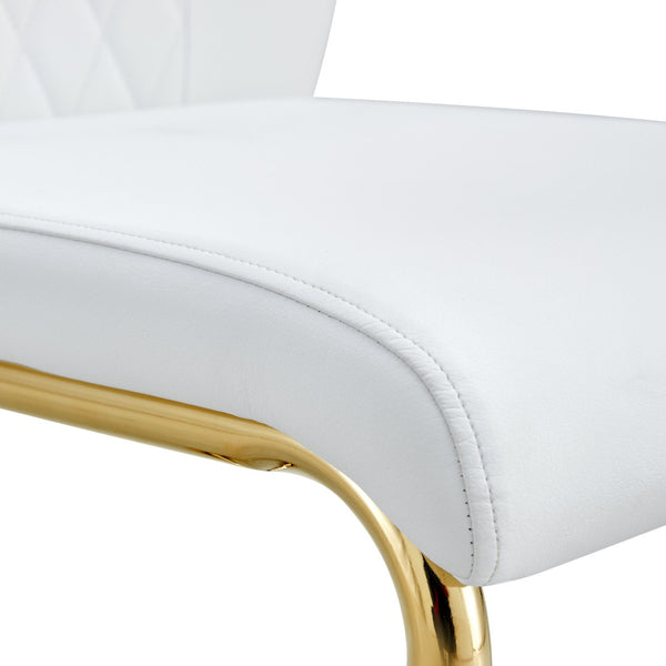 English Elm Table and Chair Set Square Tempered Glass Top Gold Base with Four Pu Dining Seats W1151S04990