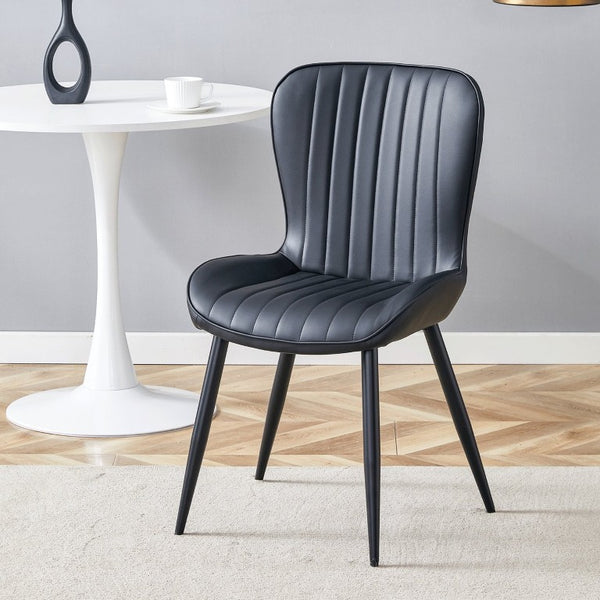English Elm The Matte Black Ergonomic Dining Chair Set of Four with Curved Cushion Support W1151S04993
