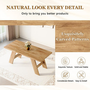English Elm Table and Chair Set Rectangular MDF Dining Six Solid Wood Seats Curved Ergonomic Light Wood Grain W1151S04996