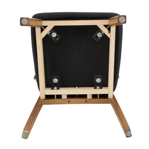 English Elm Table and Chair Set Rectangular MDF Top with Six Walnut Solid Wood Upholstered Seats Light Wood Grain Black W1151S05000