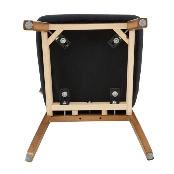 English Elm Table and Chair Set Rectangular MDF Top with Six Walnut Solid Wood Upholstered Seats Light Wood Grain Black W1151S05000