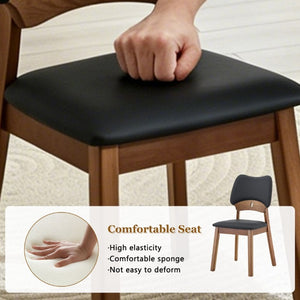English Elm Table and Chair Set Rectangular MDF Top with Six Walnut Solid Wood Upholstered Seats Light Wood Grain Black W1151S05000