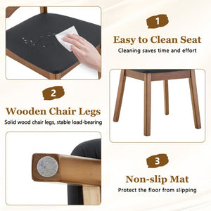 English Elm Table and Chair Set Rectangular MDF Top with Six Walnut Solid Wood Upholstered Seats Light Wood Grain Black W1151S05000