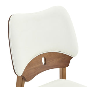 English Elm Table and Chair Set Rectangular MDF Top with Six Walnut Solid Wood Upholstered Seats Light Wood Grain White W1151S05002