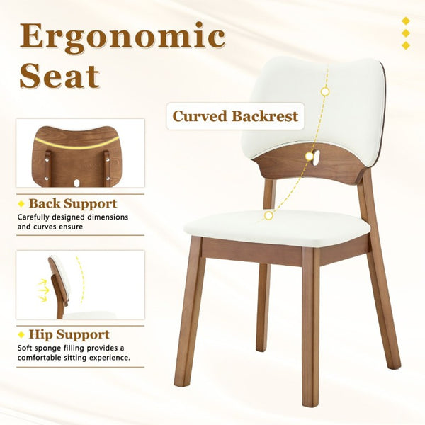 English Elm Table and Chair Set Rectangular MDF Top with Six Walnut Solid Wood Upholstered Seats Light Wood Grain White W1151S05002
