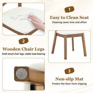 English Elm Table and Chair Set Rectangular MDF Top with Six Walnut Solid Wood Upholstered Seats Light Wood Grain White W1151S05002