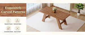 English Elm Table and Chair Set Rectangular MDF Dining Six Solid Wood Seats Curved Ergonomic Walnut Wood Grain W1151S05014