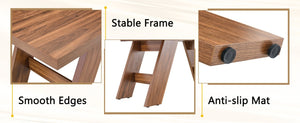 English Elm Table and Chair Set Rectangular MDF Dining Six Solid Wood Seats Curved Ergonomic Walnut Wood Grain W1151S05014