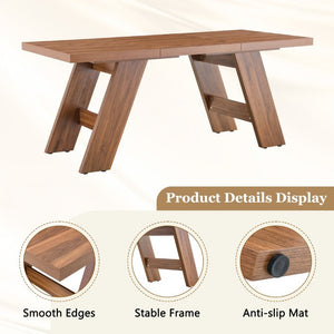 English Elm Table and Chair Set Rectangular MDF Dining Six Solid Wood Seats Curved Ergonomic Walnut Wood Grain W1151S05014