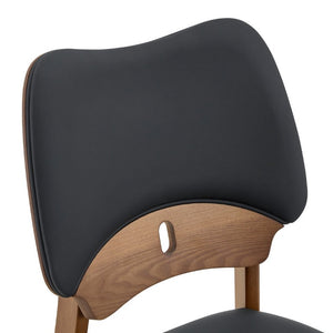 English Elm Table and Chair Set Rectangular MDF Top with Six Walnut Solid Wood Upholstered Seats Walnut Wood Grain Black W1151S05018