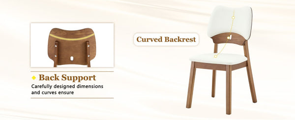 English Elm Table and Chair Set Rectangular MDF Top with Six Walnut Solid Wood Upholstered Seats Walnut Wood Grain White W1151S05020