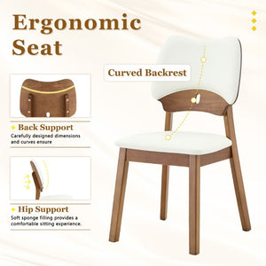 English Elm Table and Chair Set Rectangular MDF Top with Six Walnut Solid Wood Upholstered Seats Walnut Wood Grain White W1151S05020