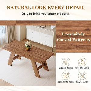 English Elm Table and Chair Set Rectangular MDF Top with Six Walnut Solid Wood Upholstered Seats Walnut Wood Grain White W1151S05020