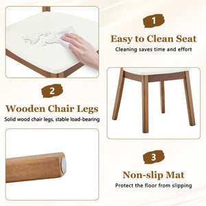 English Elm Table and Chair Set 7 Piece MDF Dining with V-Base Geometric Chairs White PU Seats Walnut W1151S05026