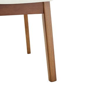 English Elm Table and Chair Set 7 Piece MDF Dining with V-Base Geometric Chairs White PU Seats Walnut W1151S05026