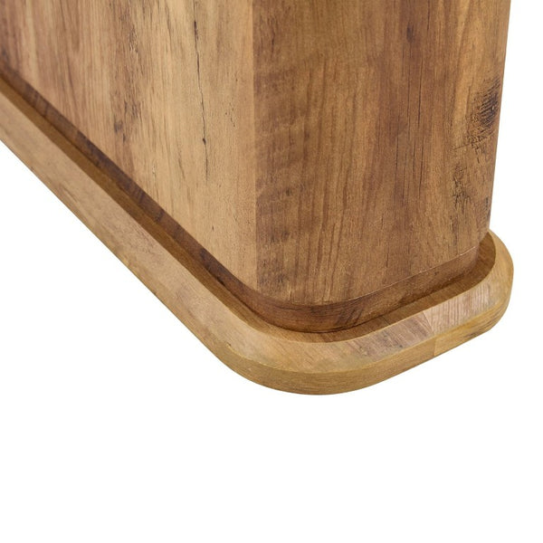 English Elm 64.5 Inch Rectangular Dining Table with Glass Panel U-Legs and Warm Grain MDF Top Wood W1151S05031