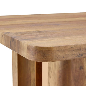 English Elm 64.5 Inch Rectangular Dining Table with Glass Panel U-Legs and Warm Grain MDF Top Wood W1151S05031