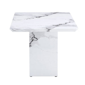 English Elm A Marble Patterned Rectangular Dining Table Seating Six with Stable O-Shaped Legs W1151S05041