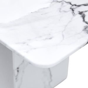 English Elm A Marble Patterned Rectangular Dining Table Seating Six with Stable O-Shaped Legs W1151S05041