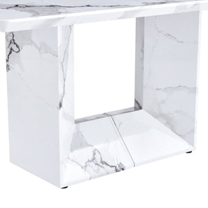 English Elm A Marble Patterned Rectangular Dining Table Seating Six with Stable O-Shaped Legs W1151S05041