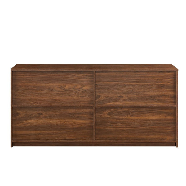 English Elm 59-inch Wavy Walnut Sideboard with Curved Facade Four Doors Living Room Storage W1162P339085