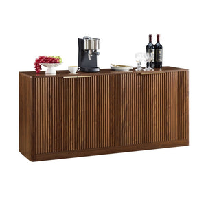 English Elm 59-inch Wavy Walnut Sideboard with Curved Facade Four Doors Living Room Storage W1162P339085