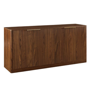 English Elm 59-inch Wavy Walnut Sideboard with Curved Facade Four Doors Living Room Storage W1162P339085