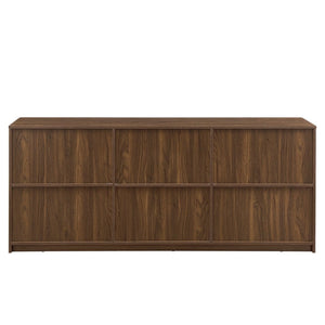 English Elm 67-inch Wavy Walnut Sideboard Sculptural 6-door Cabinet for Living Room Storage W1162P339087
