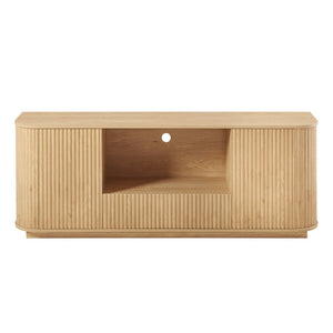 English Elm 64-inch Wavy Sideboard with Sculptural Fronts Push-open Doors and Vertical Wood Grain W1162P388448