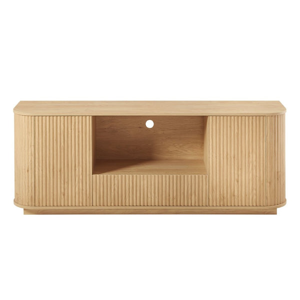 English Elm 64-inch Wavy Sideboard with Sculptural Fronts Push-open Doors and Vertical Wood Grain W1162P388448