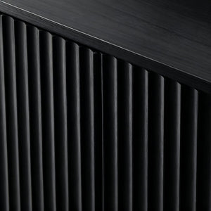 English Elm 67-inch Wavy Walnut Sideboard Sculptural 6-door Cabinet for Living Room Storage Black W1162P478278