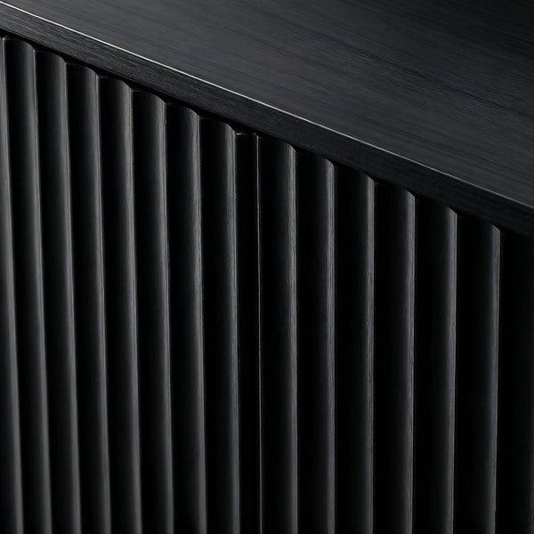 English Elm 67-inch Wavy Walnut Sideboard Sculptural 6-door Cabinet for Living Room Storage Black W1162P478278