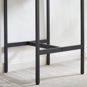 English Elm Bar Table Set with 2 Pu Upholstered Stools Industrial Kitchen Nook Dining Grey W1162P483535