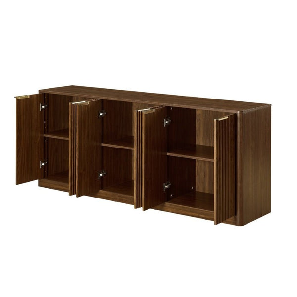 English Elm 67-Inch Wavy Sculptural Sideboard Six Door Walnut Credenza for Modern Living Rooms W1162P485247