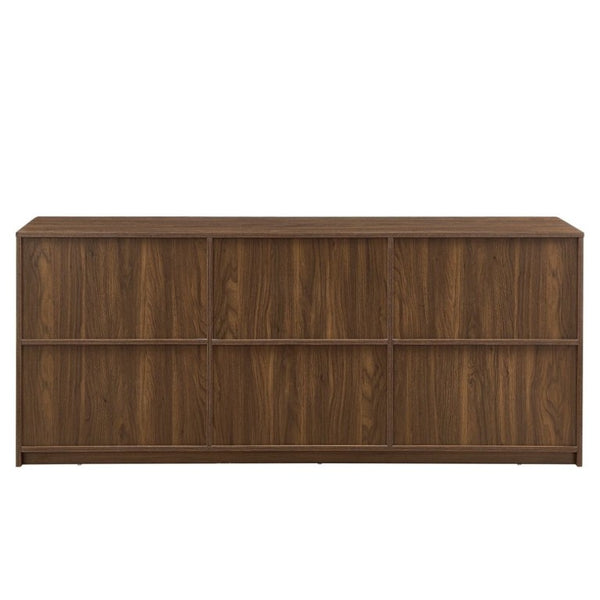 English Elm 67-Inch Wavy Sculptural Sideboard Six Door Walnut Credenza for Modern Living Rooms W1162P485247
