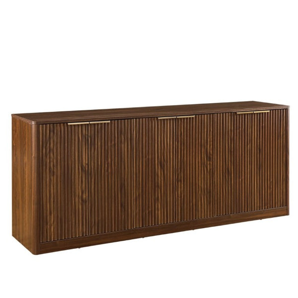 English Elm 67-Inch Wavy Sculptural Sideboard Six Door Walnut Credenza for Modern Living Rooms W1162P485247