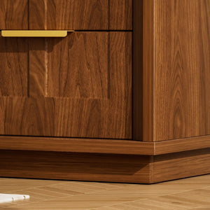 English Elm Large Mid-Century Modern 2-Drawer Nightstand Set with Built-In USB-C Charging Hub Walnut W1162P487828