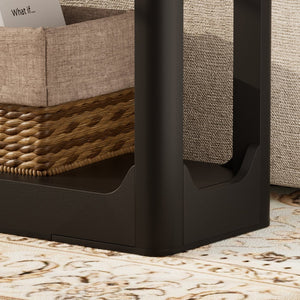 English Elm 55.1-inch Curved Leg Console Table Slim Matte Engineered Wood Entryway Sofa Accent Black W1162P487831